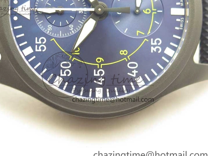 MIROTIME 0304 Reliable Pilot Chrono Blue Angels Black Ceramic ZF Best Edition on Blue Leather Strap A 7088